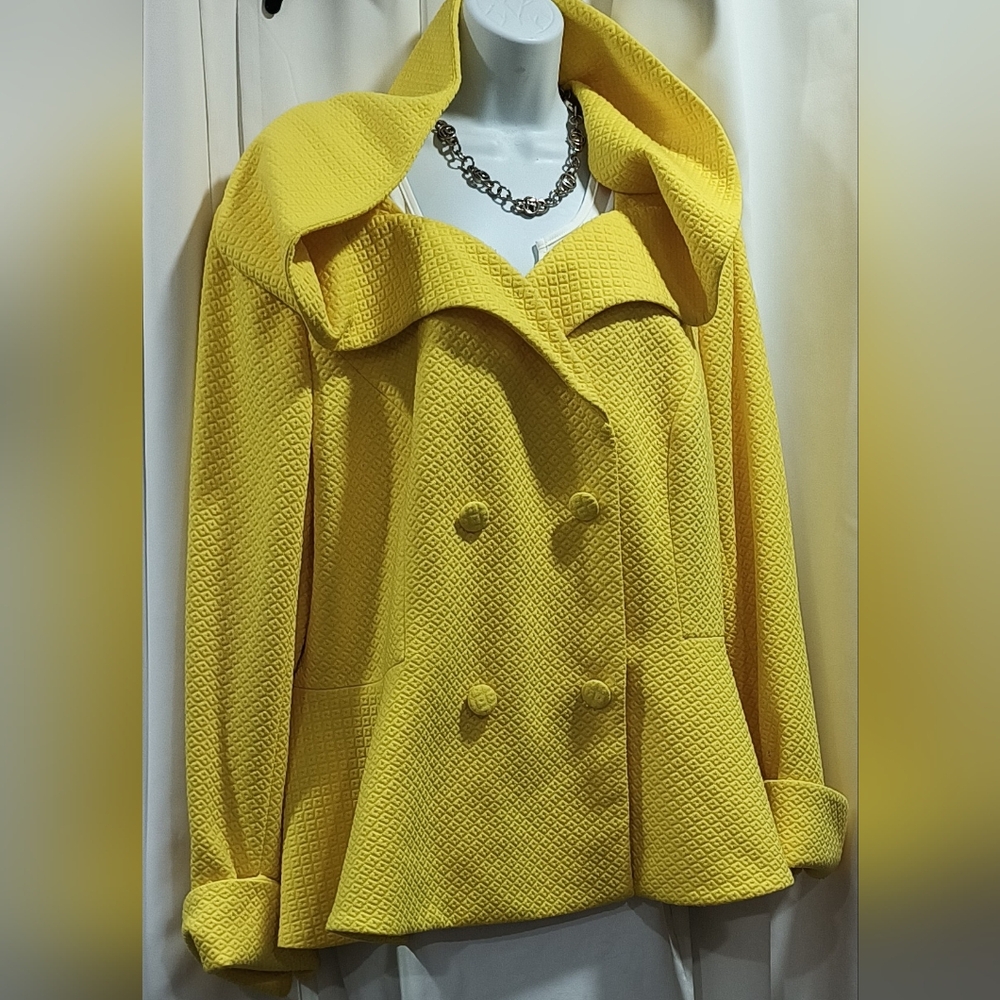 Ashro Vibrant Yellow Pea Coat - Picture 14 of 15